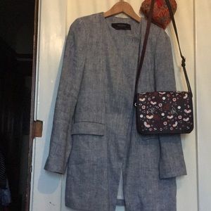Zara linen long blazer jacket size M